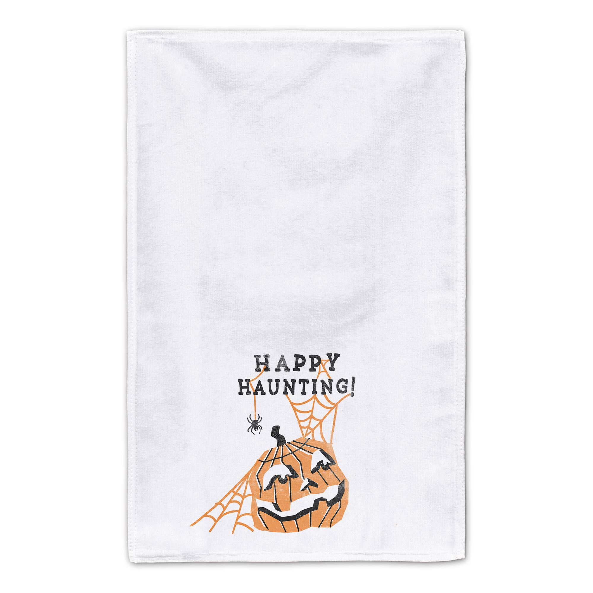 Mid Mod Pumpkin Happy Haunting Tea Towel Set
